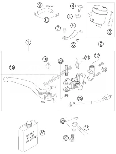 Todas las partes para Cilindro De Freno De Mano de KTM 950 Supermoto Orange 07 USA 2007