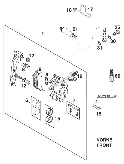 Tutte le parti per il Pinza Freno Anteriore Avventura '98 del KTM 640 Adventure R USA 1999