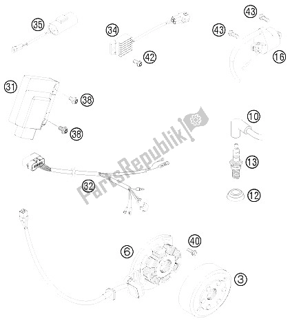 All parts for the Ignition System of the KTM 125 EXC Europe 2008