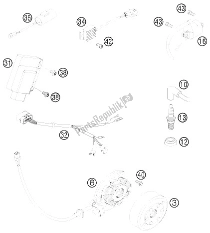 Todas las partes para Sistema De Encendido de KTM 125 EXC Europe 2008