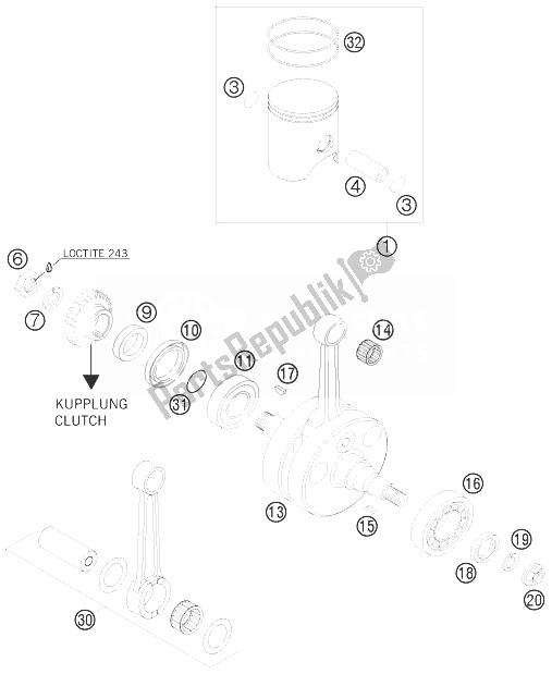 All parts for the Crankshaft, Piston of the KTM 300 EXC Australia 2010