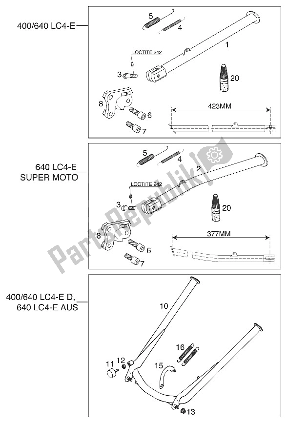 Todas las partes para Soporte Principal - Soporte Lateral Lc4 2000 de KTM 400 LC4 E Europe 930306 2000