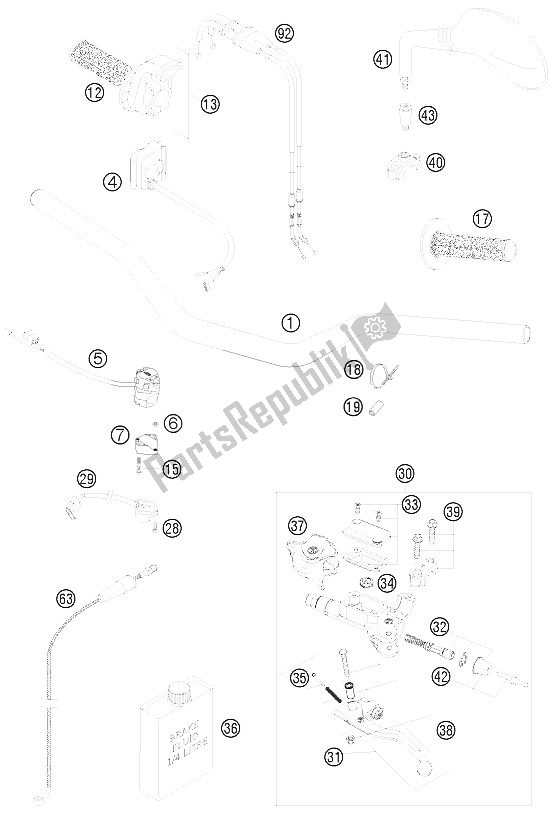 All parts for the Handlebar, Controls of the KTM 450 EXC R Australia United Kingdom 1 2008