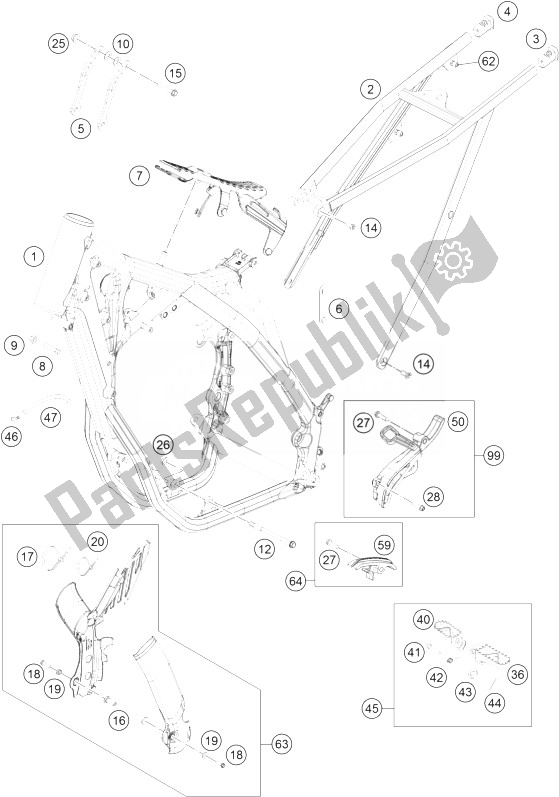 Tutte le parti per il Telaio del KTM 250 XCF W USA 2014