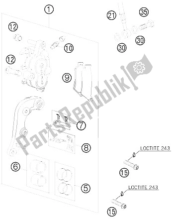 All parts for the Brake Caliper Front of the KTM 125 SXS Europe 2008