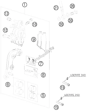 All parts for the Brake Caliper Front of the KTM 450 SX F Europe 2008