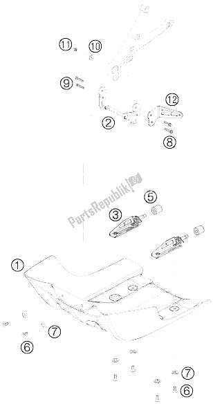 All parts for the Engine Guard of the KTM 690 Rally Factory Replica Europe 2008