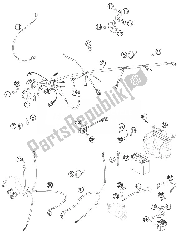 Tutte le parti per il Cablaggio Elettrico del KTM 250 EXC F Australia 2010