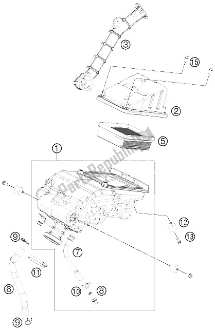 Alle onderdelen voor de Luchtfilter van de KTM 125 Duke Europe 8026K4 2011