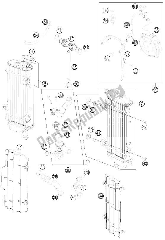 Todas las partes para Sistema De Refrigeración de KTM 450 EXC Australia 2012