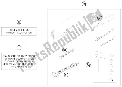 Alle onderdelen voor de Accessoireset van de KTM 200 EXC Europe 2013