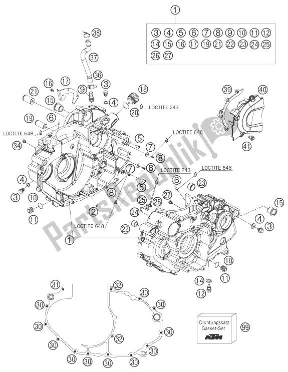 Toutes les pièces pour le Carter Moteur du KTM 690 Supermoto Black Australia United Kingdom 2007