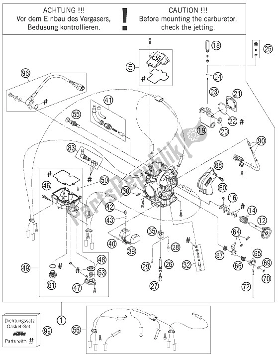 Toutes les pièces pour le Carburateur du KTM 250 SX F Europe 2008