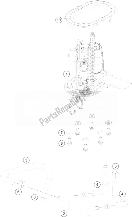 Alle onderdelen voor de Benzine Pomp van de KTM 200 Duke White W O ABS CKD 14 Colombia 2014