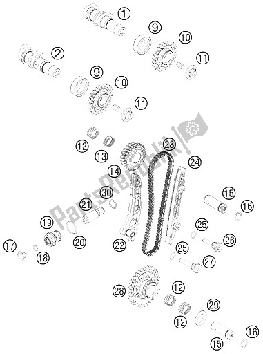 All parts for the Timing Drive of the KTM 450 SX ATV Europe 2009