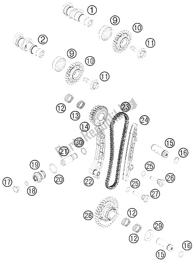 All parts for the Timing Drive of the KTM 450 SX F USA 2011