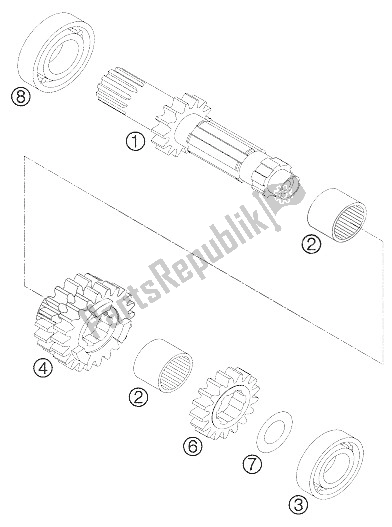 All parts for the Transmission I - Main Shaft of the KTM 450 SX Europe 2006