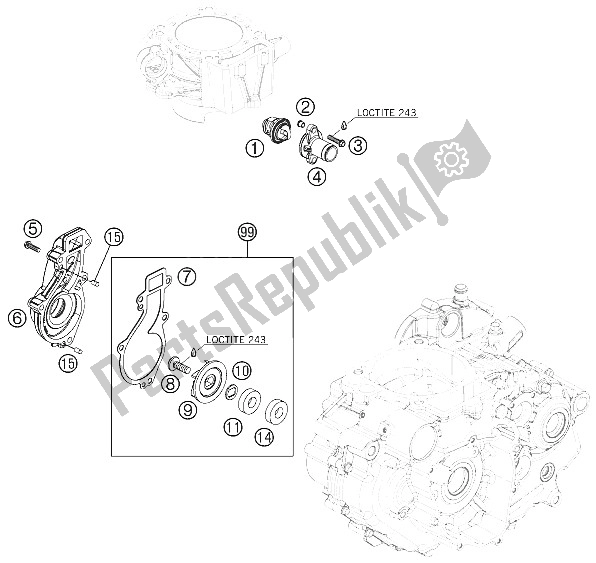 Tutte le parti per il Pompa Dell'acqua del KTM 690 Duke White USA 2008