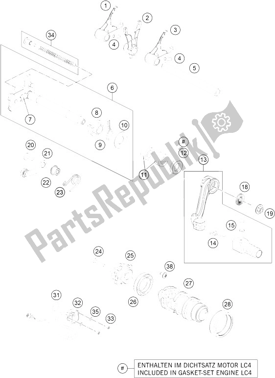 All parts for the Shifting Mechanism of the KTM 690 Enduro R ABS USA 2016
