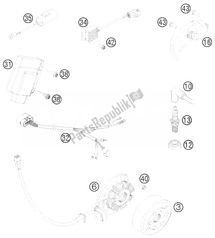 Todas as partes de Sistema De Ignição do KTM 125 EXC SIX Days Europe 2013