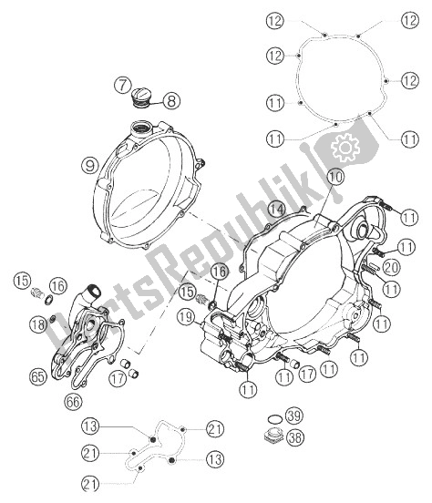 Tutte le parti per il Coperchio Frizione 250/300 del KTM 250 EXC SIX Days Europe 2003