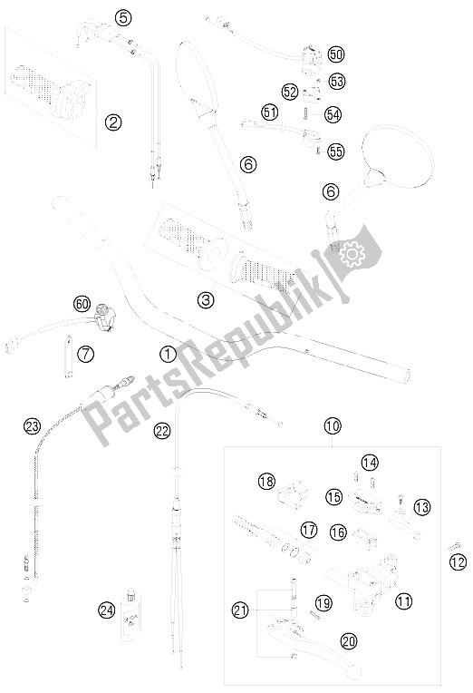 All parts for the Handlebar, Controls of the KTM 950 Super Enduro R Europe 2008