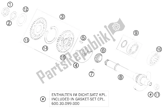 All parts for the Balancer Shaft of the KTM 990 Adventure R 09 Australia United Kingdom 2009