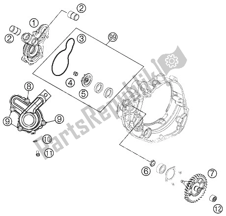 Todas as partes de Bomba De água do KTM 450 SMR Europe 2012