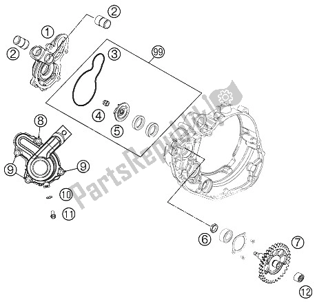 Todas las partes para Bomba De Agua de KTM 450 SX F USA 2012