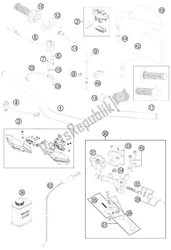 All parts for the Handlebar, Controls of the KTM 300 EXC Europe 2012