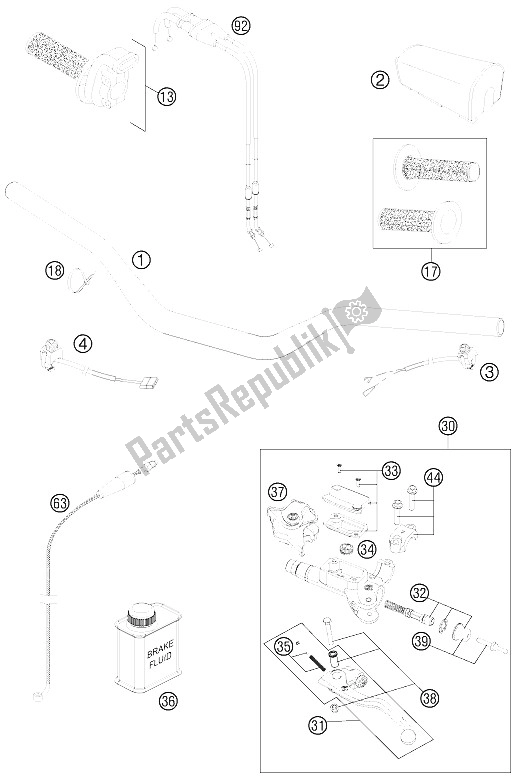 All parts for the Handlebar, Controls of the KTM 250 SX F USA 2012