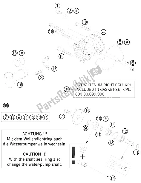 Tutte le parti per il Pompa Dell'acqua del KTM 950 Supermoto R USA 2008