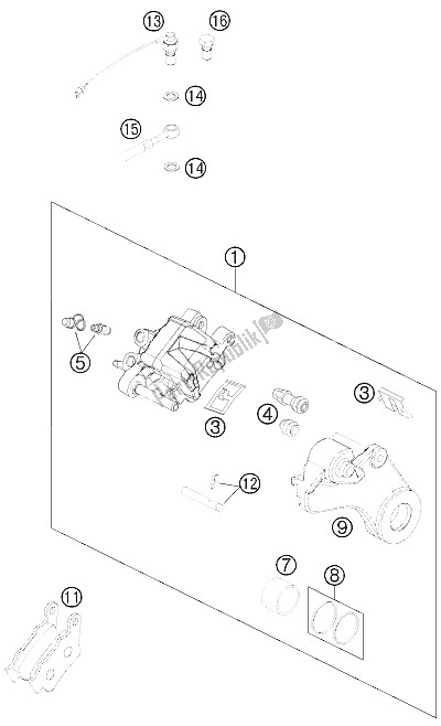 Todas las partes para Pinza De Freno Trasera de KTM 450 Rally Factory Replica Europe 2011