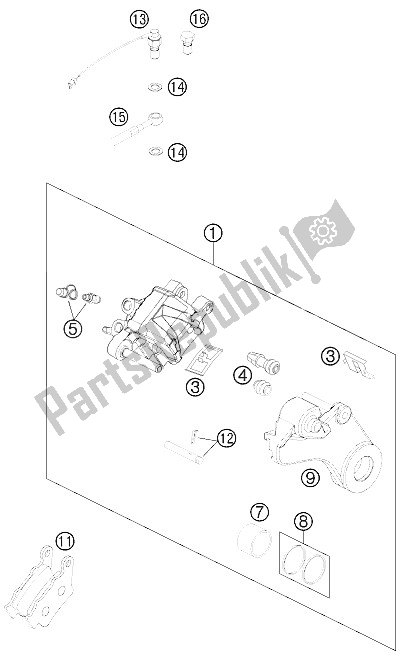 All parts for the Brake Caliper Rear of the KTM 450 Rally Factory Replica Europe 2012