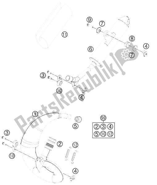 All parts for the Exhaust System of the KTM 50 SX Europe 2012