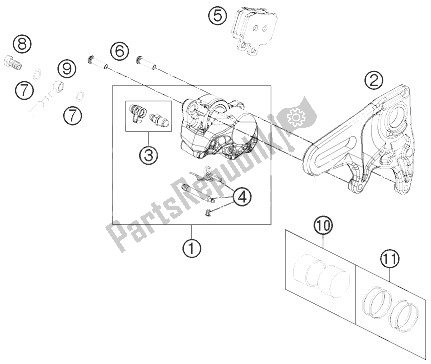 All parts for the Brake Caliper Rear of the KTM 1190 RC8 R White USA 2014