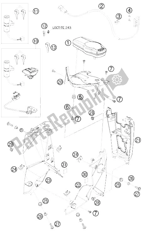 All parts for the Instruments / Lock System of the KTM 690 Supermoto Black Europe 2008