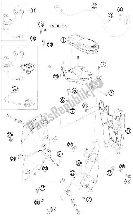 All parts for the Instruments / Lock System of the KTM 690 Supermoto Black Europe 2008