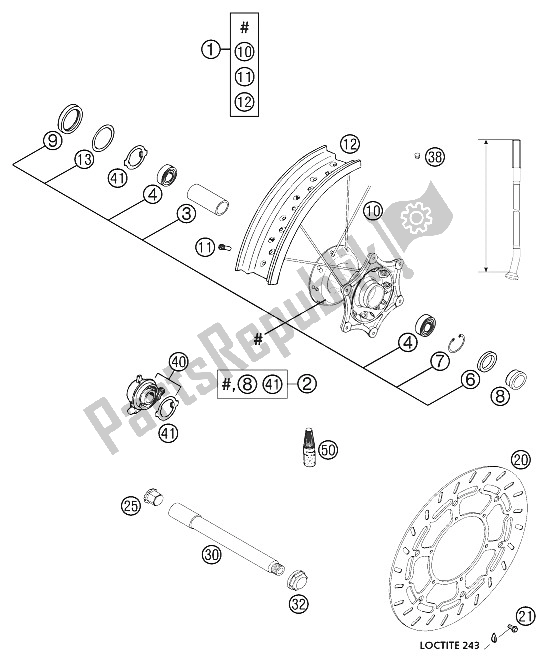 All parts for the Front Wheel 640 Lc4 Supermoto of the KTM 640 LC4 E Super Moto ROT Australia 2002