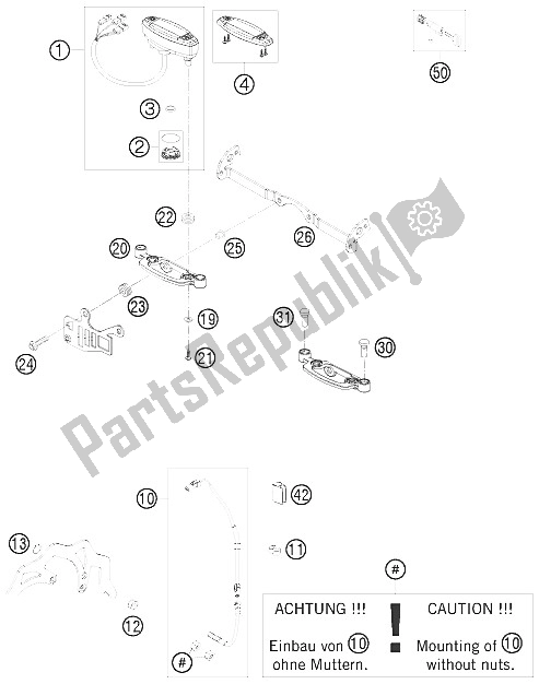 Alle onderdelen voor de Instrumenten / Sluitsysteem van de KTM 125 EXC Europe 2012