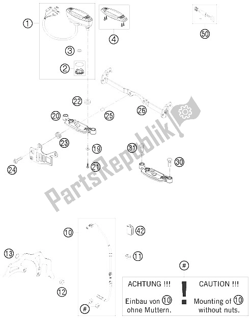 Alle onderdelen voor de Instrumenten / Sluitsysteem van de KTM 200 EXC Australia 2009