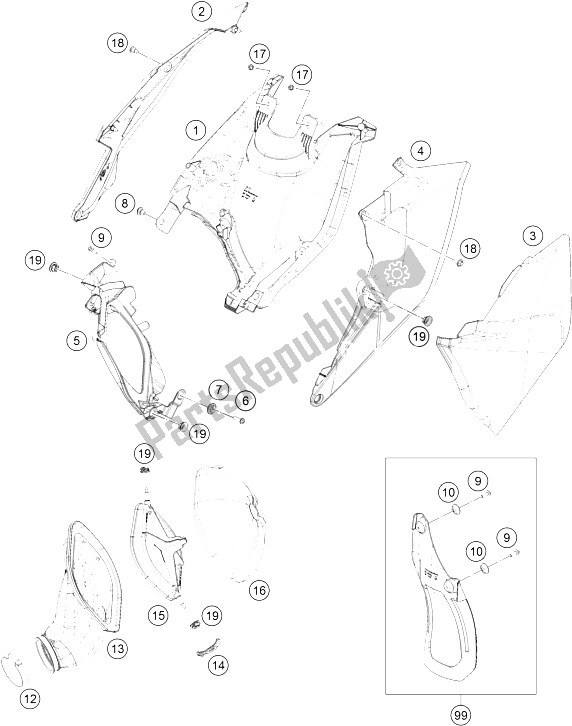 All parts for the Air Filter of the KTM 150 SX Europe 2016