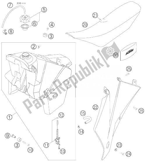 All parts for the Tank, Seat, Cover of the KTM 400 EXC Racing Europe 2007