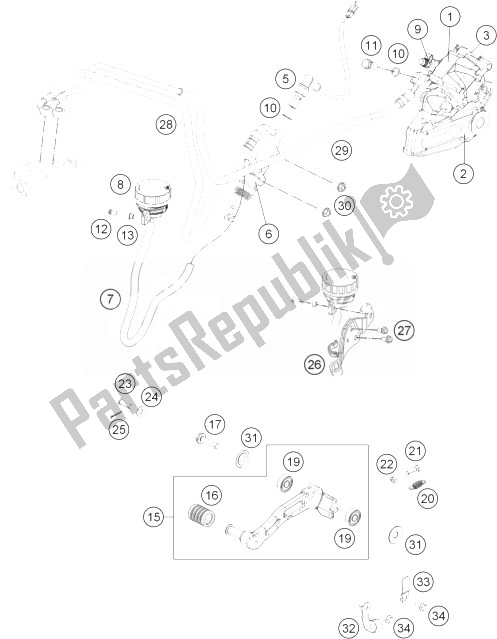 Toutes les pièces pour le Système De Freinage Arrière du KTM 390 Duke White ABS CKD 2014 Colombia 2013