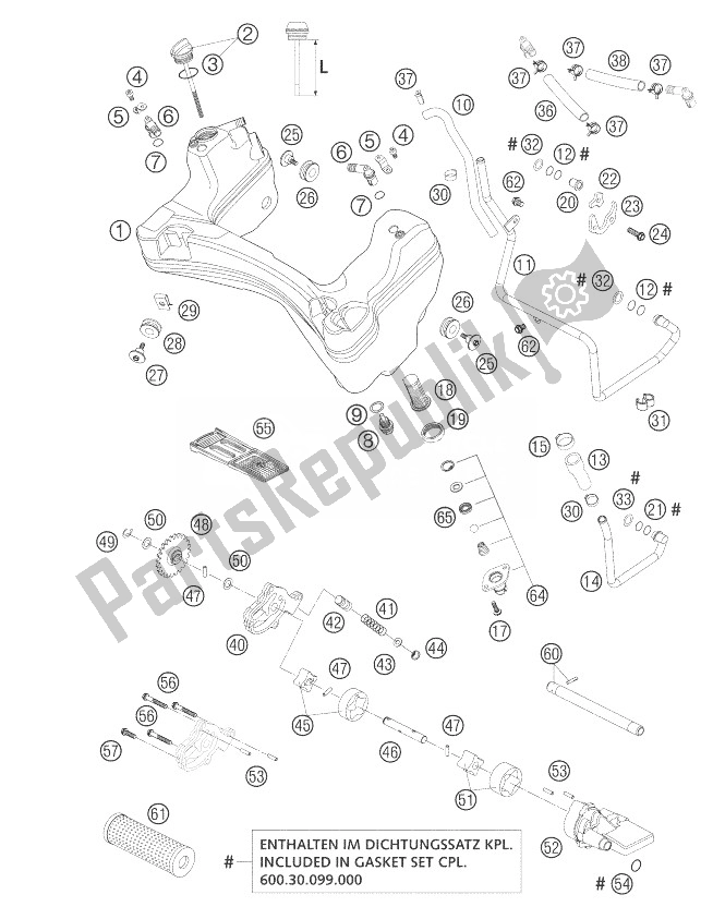 All parts for the Lubrication System Lc8 of the KTM 950 Adventure Silver Europe 2003