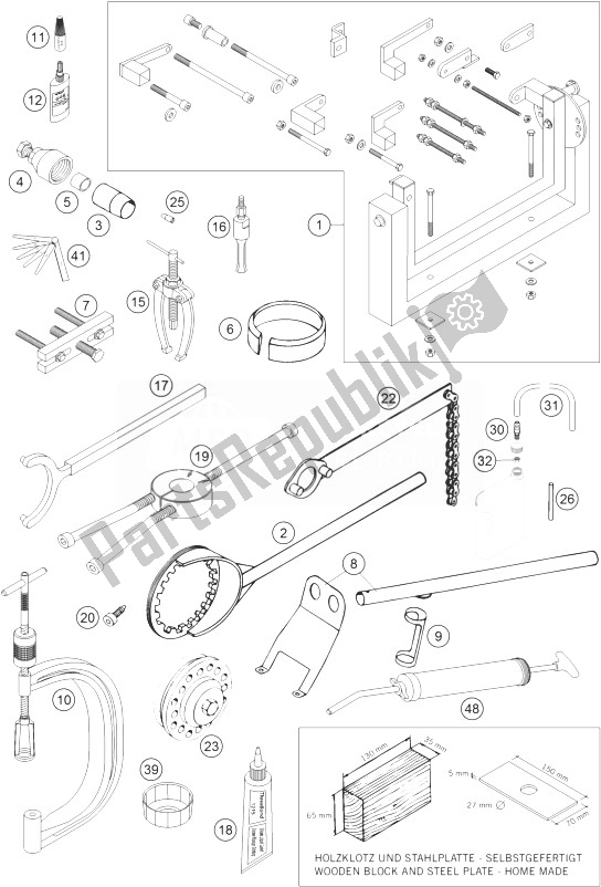 Alle onderdelen voor de Speciaal Gereedschap 450 Rallye van de KTM 450 Rallye Factory Repl Europe 2004