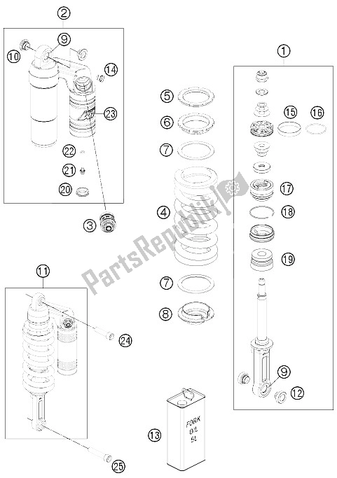 Tutte le parti per il Monoammortizzatore del KTM 990 Super Duke R France 2011