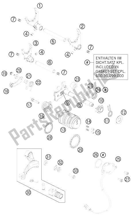 All parts for the Shifting Mechanism of the KTM 990 Supermoto R Europe 2011