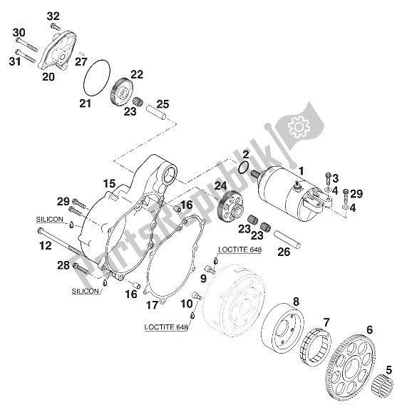 All parts for the Electrical Starter 400lc4-e Milita of the KTM 400 EGS E 25 KW 20 LT MIL Europe 1997