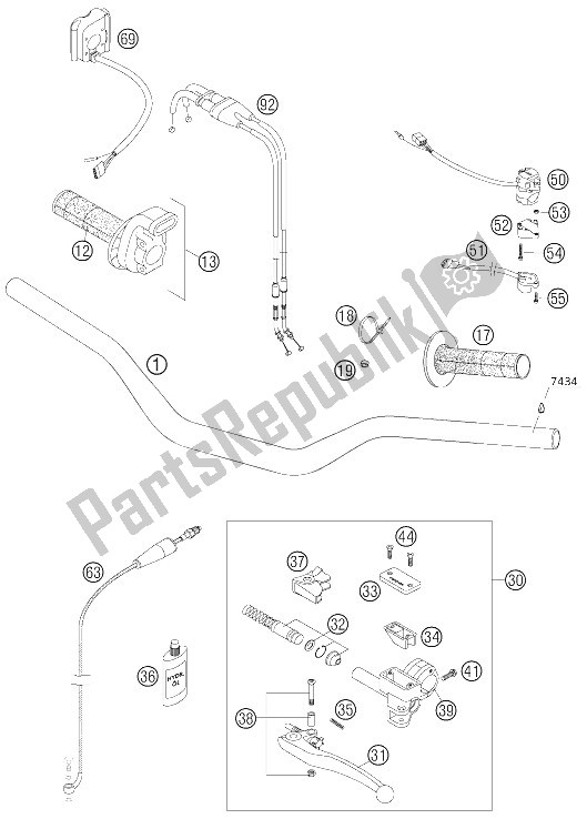 All parts for the Handlebar, Controls of the KTM 450 EXC Racing Australia 2006